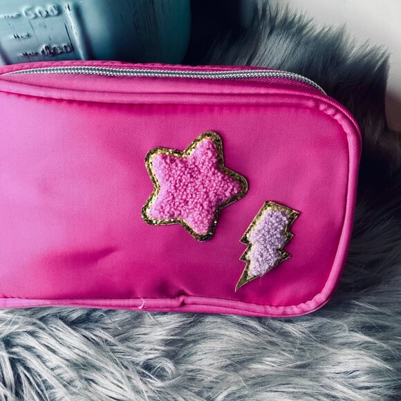 InMocean Bag Faux Sherpa Star + Lightning Bolt Metallic Gold Glitter Barbiecore - Picture 4 of 4